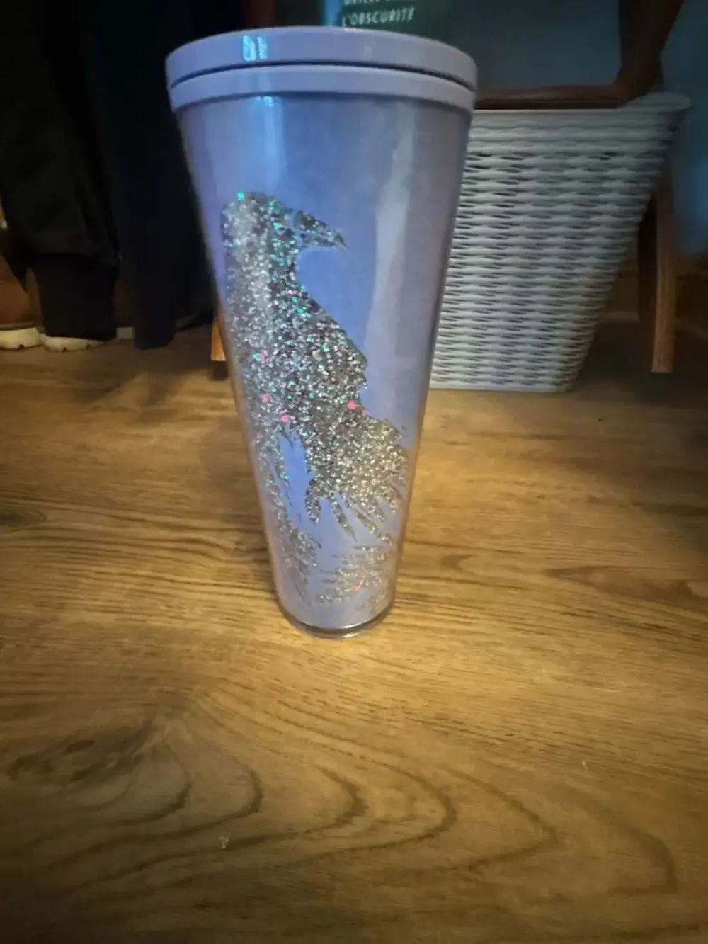 Starbucks Raven Crow Glow-In-The-Dark Liliac Glitter Halloween 24oz Venti tumber